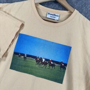 Rowing Blazers Shirt Mens Large Beige Polo Match Photo Graphic Tee 100% Cotton